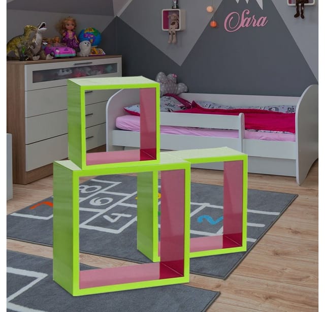 Design Regal 3 Teilig Mdf Hellgrün Hochglanz Pink Mädchen Dekoration Wohn Zimmer Bhp B421566-2212