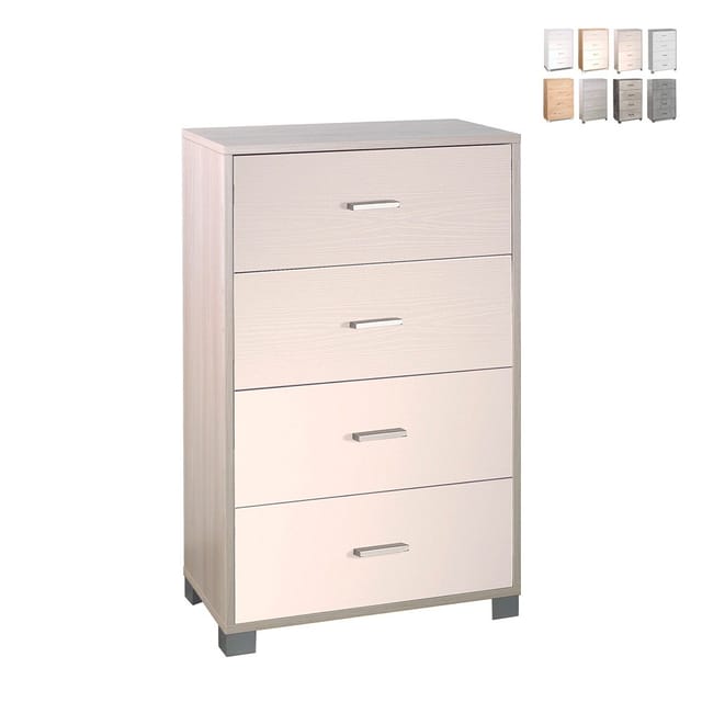 Schlafzimmerkommode Mit Vier Schubladen White Elm 70x41x H112 Cm