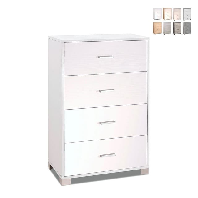Schlafzimmer Kommode Mit Vier Schubladen Esche Weiß 70x41x H112 Cm