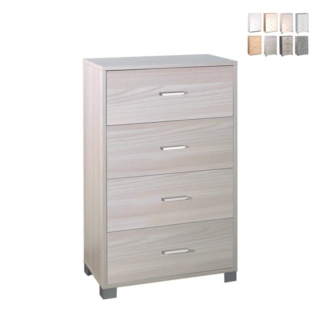Schlafzimmerkommode Mit Vier Schubladen Light Elm 70x41x H112 Cm
