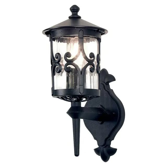 Außen Wandlaterne Hereford Aus Alu Im Landhausstil, Schwarz Höhe 42cm