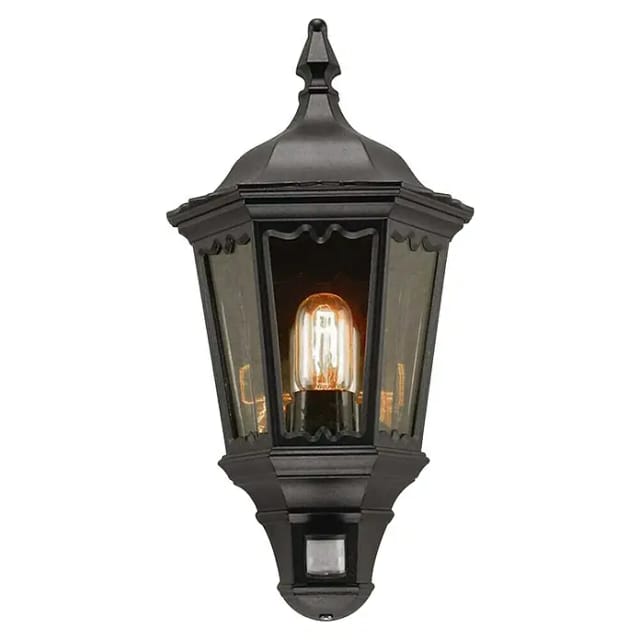 Medstead - 1 Licht Halblaterne Im Freien Hellschwarz Mit Pir-bewegungssensor Ip43, E27 - Elstead