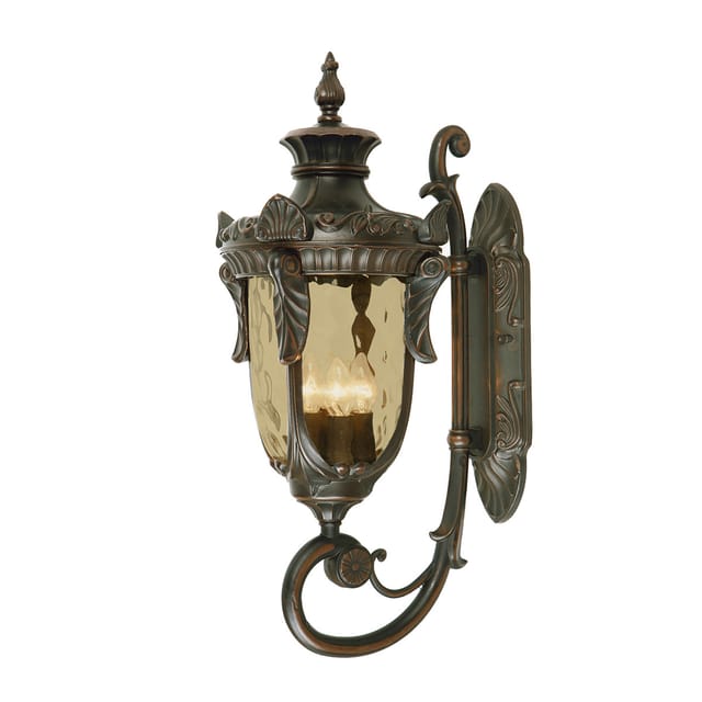 Elstead - Außenwandlaterne Philadelphia Jugendstil Mit Amberglas, Höhe 64cm