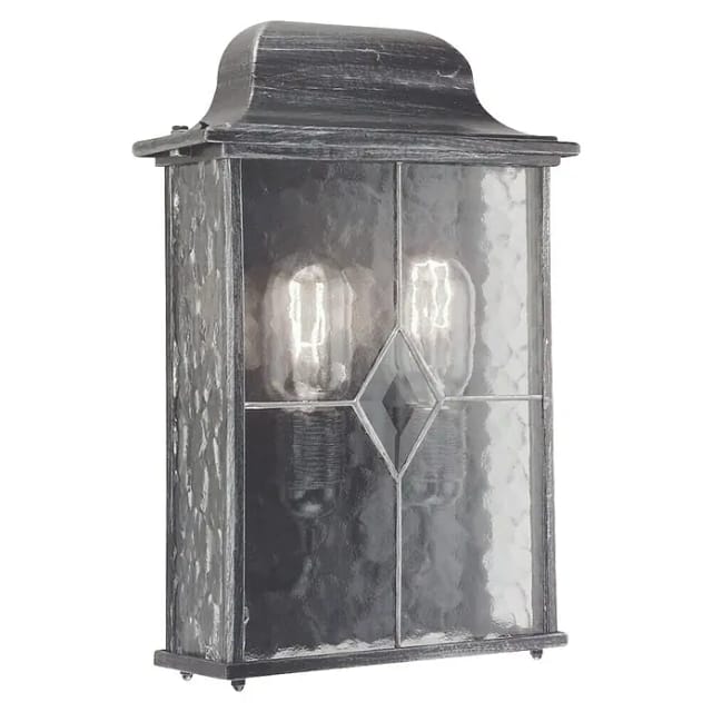 Elstead - Wexford - 2 Licht Außenwand Halblaterne Hell Schwarz Silber Ip43, E27