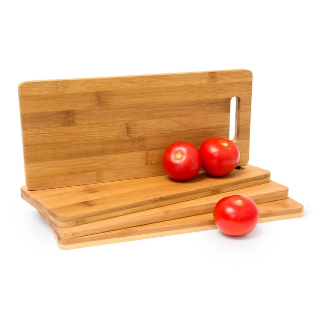 32 X Schneidebrett Bambus Mit Griff, Beidseitig Nutzbar, Messerschonend, Küchenbretter, Hxbxt: 1,5 X 35 X 15 Cm, Natur
