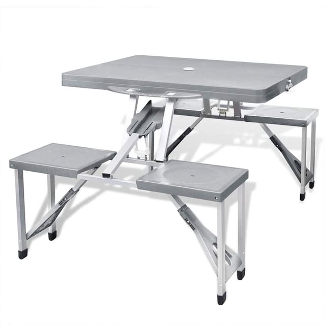 Vidaxl - Campingtisch Mit 4 Hockern Klappbar Aluminium Extra Leicht Grau