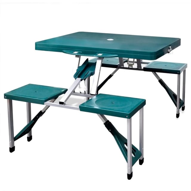 Vidaxl - Campingtisch Mit 4 Hockern Klappbar Aluminium Extra Leicht Grün