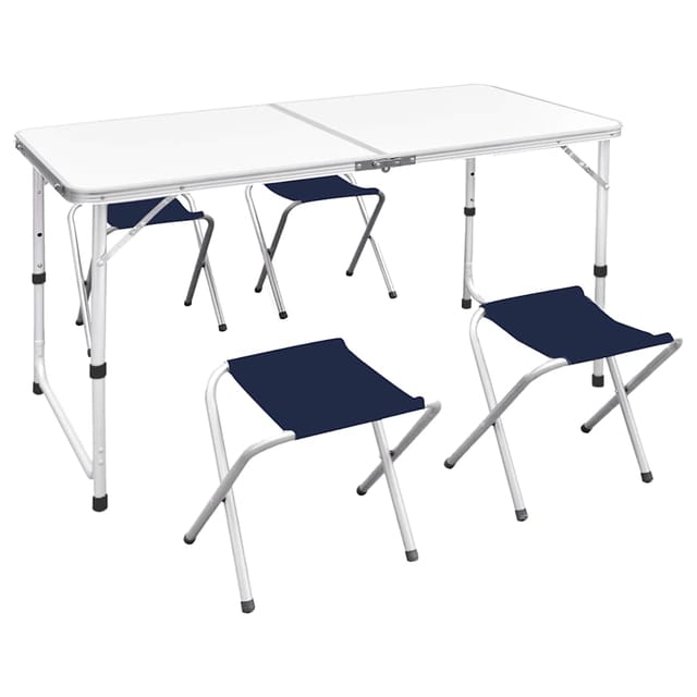 Vidaxl - Campingtisch Mit 4 Hockern Klappbar Höhenverstellbar 120x60 Cm