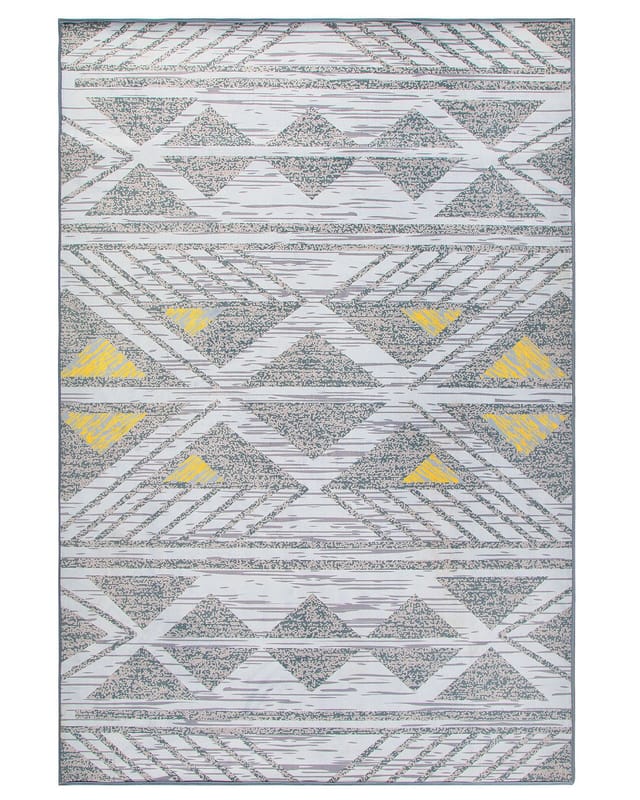 Beliani - Teppich Grau Gelb Polyester 160 X 230 Cm Kurzflor Geometrisches Muster Bedruckt Rechteckig