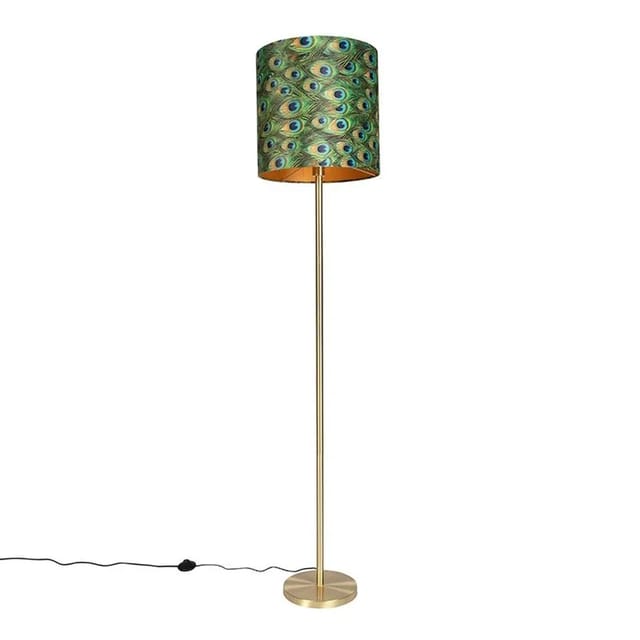 Messing Stehlampe Mit Pfauenschirm 40 Cm - Simplo