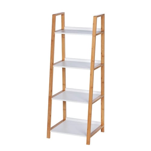 Regal Finja Aus Bambus Mit 4 Etagen, 43 X 112 X 36 Cm, Braun, Bambus Braun, Mdf Weiß - Braun - Wenko