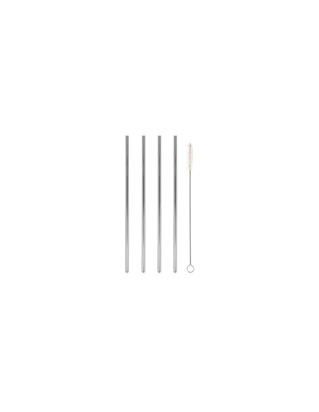4 Gerade Strohhalme Aus Edelstahl 21 Cm + Reinigungsbürste - Metaltex
