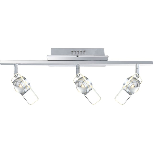 Deckenleuchte Drei Strahler Spotleuchte Glas Deckenlampe Schwenkbar, 3x Led 5w 400lm Neutralweiß, Lxbxh 65x13x18 Cm
