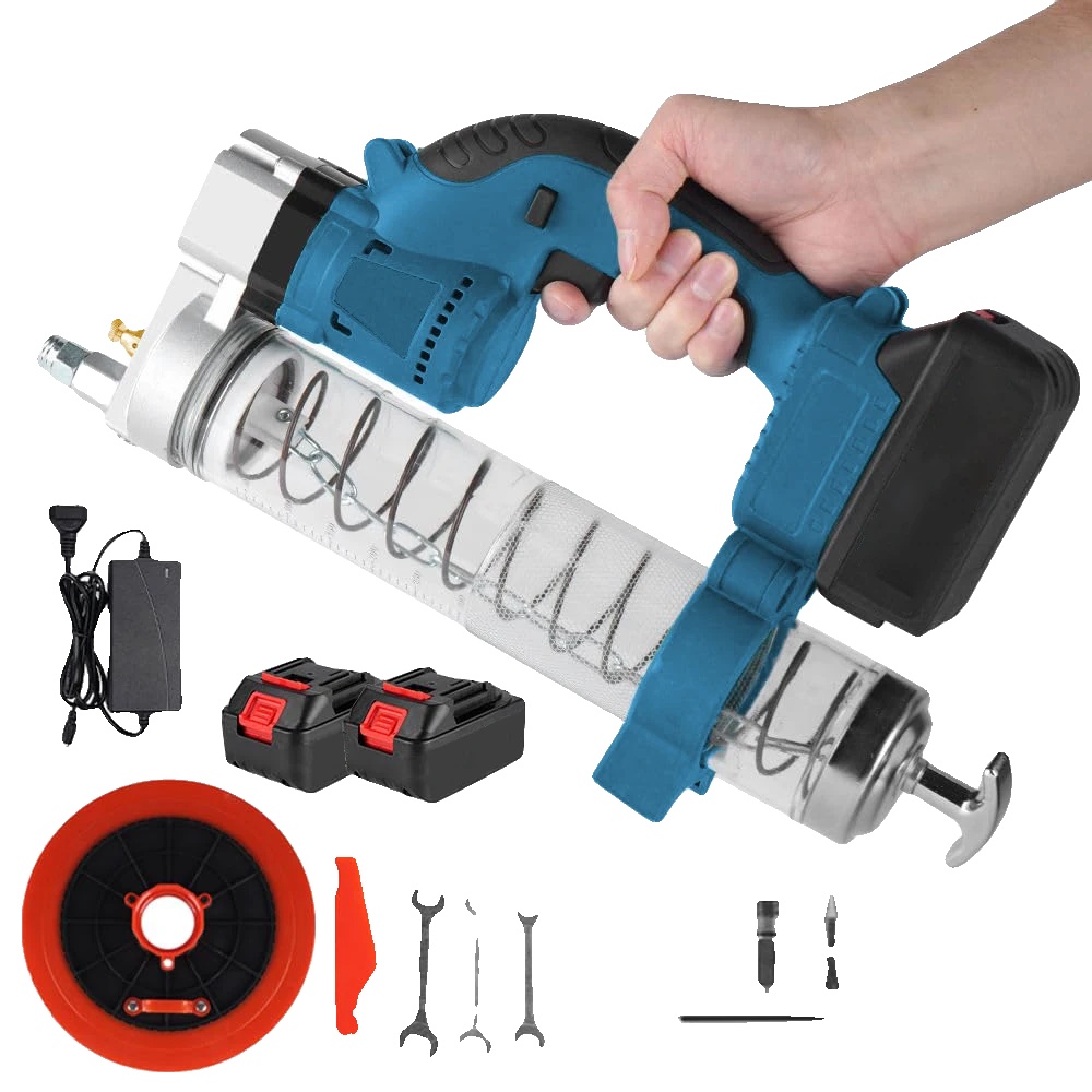 Elektrische Fettpresse, Hochdruck, Bürstenloser Motor, 2 Akkus, Eu