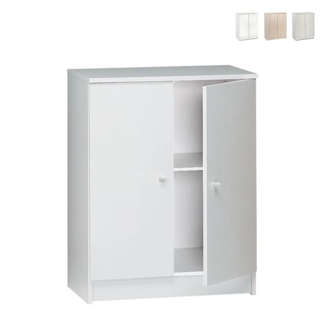 Niedriger Mehrzweck-kleiderschrank Mit Zwei Türen Weiß 62x34x H80 Cm