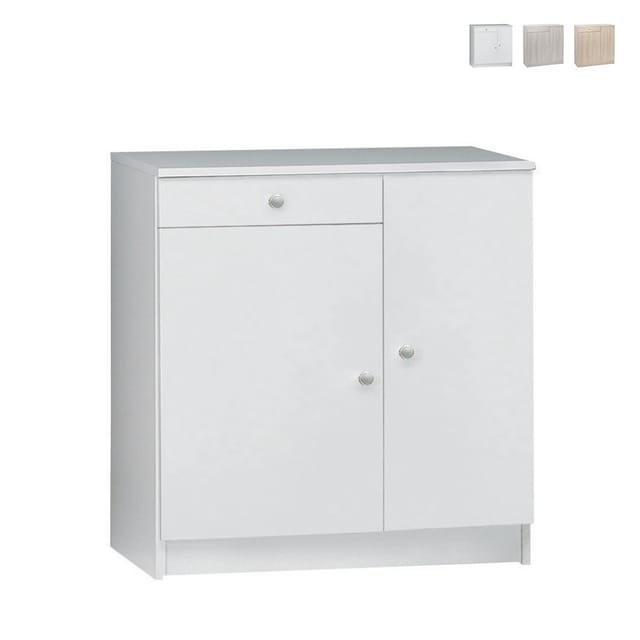 Niedriger Mehrzweck-kleiderschrank Mit Zwei Türen Und Einer Schublade Weiß 77x34x H80 Cm