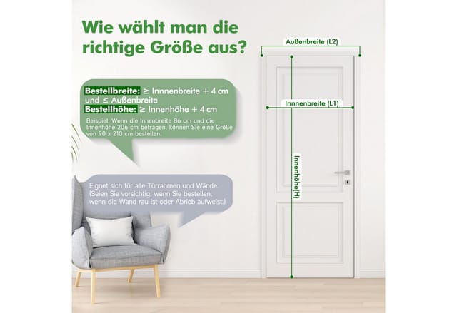 Salcar - Sekey Insektenschutz Fliegengitter Moskitonetztür Zuschneidbar Türvorhang Für Tür 220x100cm, 220x90cm, 220x80cm, 210x100cm, 210x90cm, 210x80cm, Schwarz
