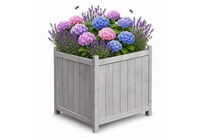 Blumenkübel Holz Pflanzkasten Blumentrog Blumentopf Blumenkübel Grau