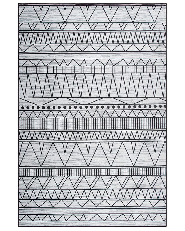 Beliani - Teppich Schwarz Mit Grau 140 X 200 Cm Mit Zickzack Muster Bedruckt Modern Landhausstil