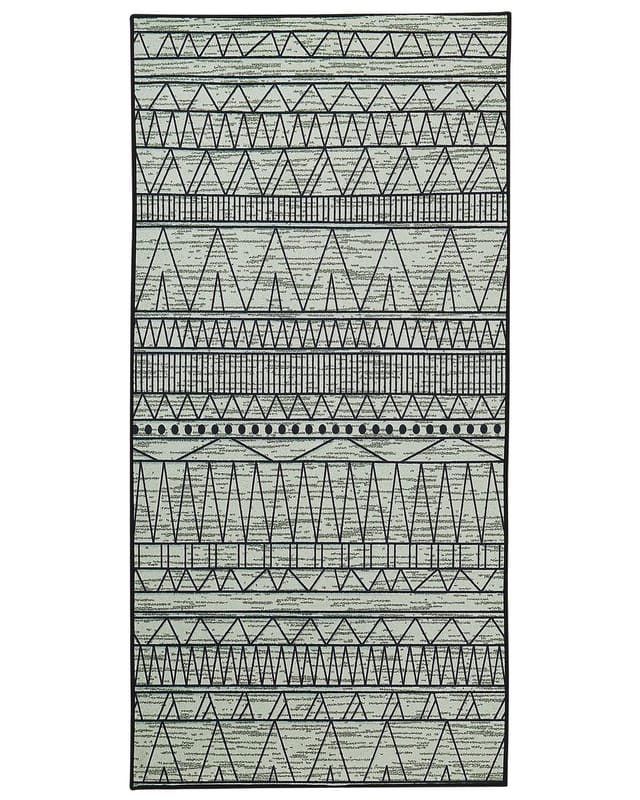 Beliani - Teppich Schwarz Grau Polyester 80 X 150 Cm Kurzflor Dreiecke Bedruckt Rechteckig