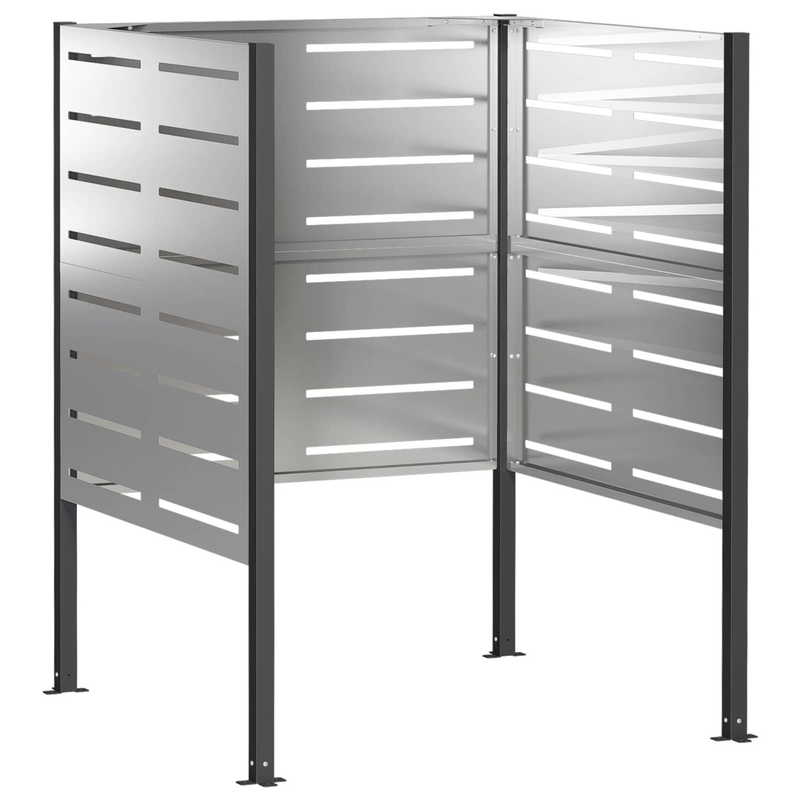 Mülltonnen-sichtschutz 85 X 85 X 113 Cm Verzinkter Stahl Silber Vidaxl