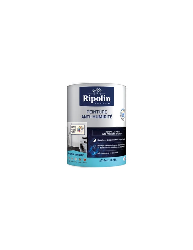 Ripolin Anti-feuchtigkeitsfarbe Weiß Gebrochen 0,75l - Ripolin