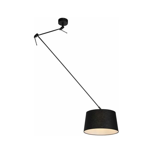 Hängelampe Mit Leinenschirm Schwarz 35 Cm - Blitz I Schwarz