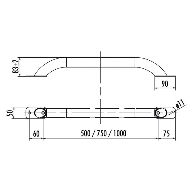 Hailo Haltegriff Edelstahl 750mm Länge