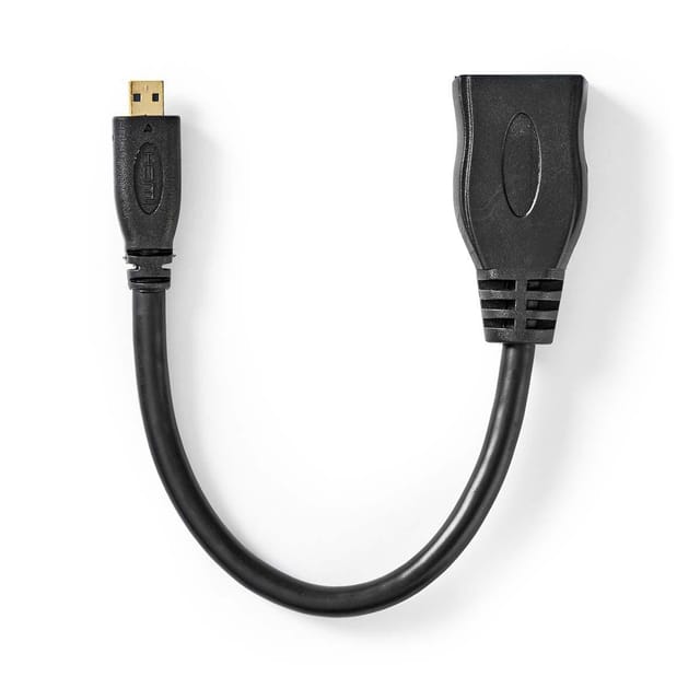 Nedis - High Speed Hdmi Kabel Mit Ethernet Hdmi Micro Stecker Hdmi Ausgang 4k30hz 102 Gbps 020 M Rund Pvc Schwarz Plastikbeutel