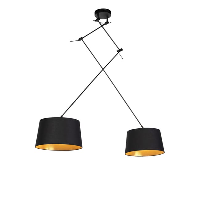 Hängelampe Mit Baumwollschirmen Schwarz Mit Gold 35 Cm - Blitz Ii Schwarz