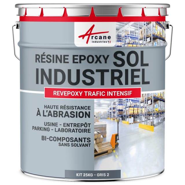 Zwei-komponenten-industrie-epoxid-beschichtung - Revepoxy Trafic Intensif - Grau 2 Ral 7046 - Kit 25kg Bis Zu 50m² Für 2 Schichten - Grau 2 Ral 7046