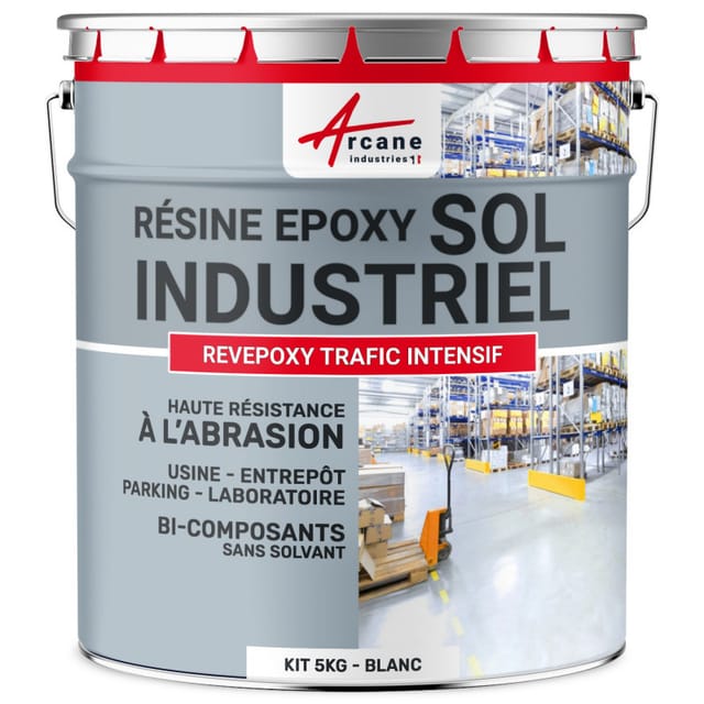 Arcane Industries - Zwei-komponenten-industrie-epoxid-beschichtung - Revepoxy Trafic Intensif - Weiß - Kit 5kg Bis Zu 10m² Für 2 Schichten - Weiß
