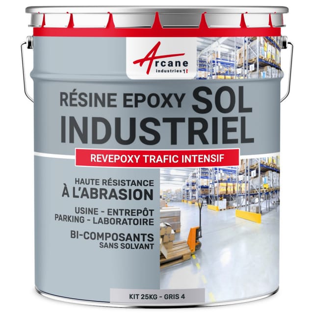 Zwei-komponenten-industrie-epoxid-beschichtung - Revepoxy Trafic Intensif - Grau 4 Ral 7047 - Kit 25kg Bis Zu 50m² Für 2 Schichten - Grau 4 Ral 7047