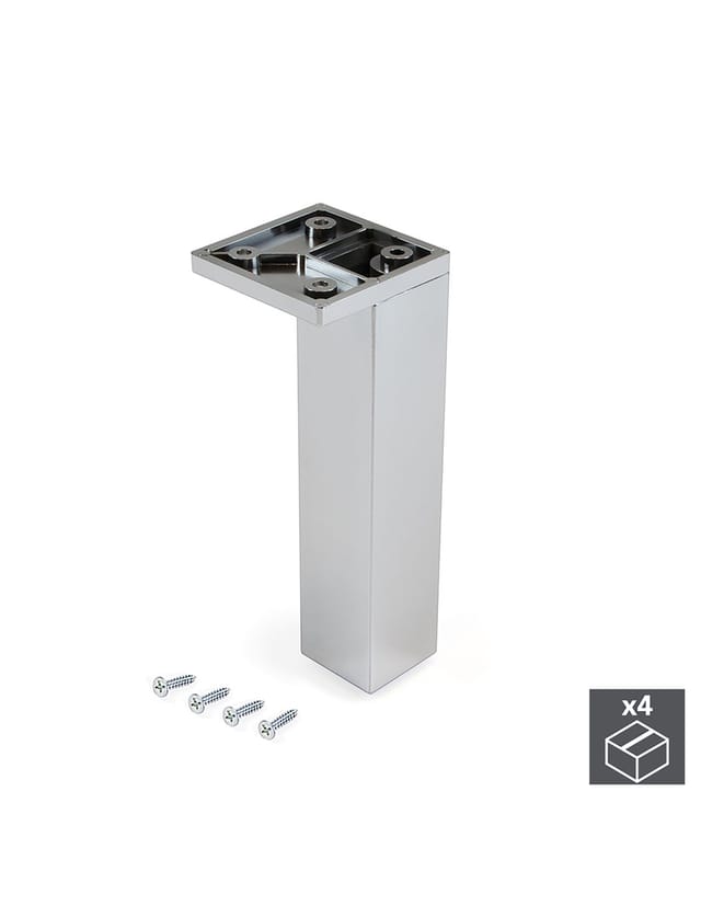 Emuca Lot Von 4 Möbelnivellierer Smartfeet, Ecke, Regulierbar 140-150mm, Kunststoff, Verchromt