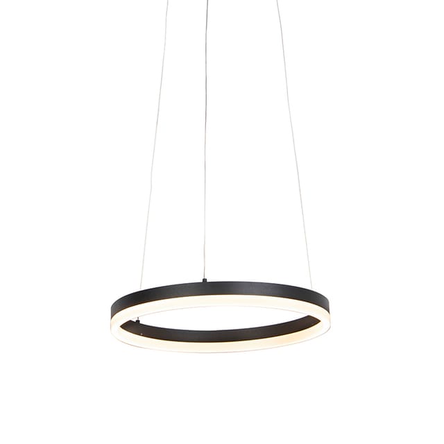 Design-ring-hängelampe Schwarz 40 Cm Inkl. Led Und Dimmer - Anello