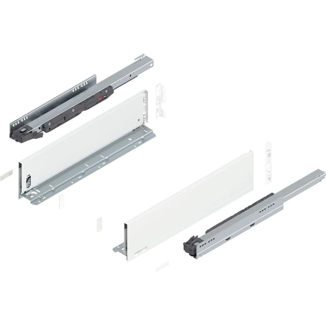 Legrabox Pure H K Schubladenschienen Set 1 Paar, 40kg 500mm Tip On Vollauszug, Seidenweiß - Blum
