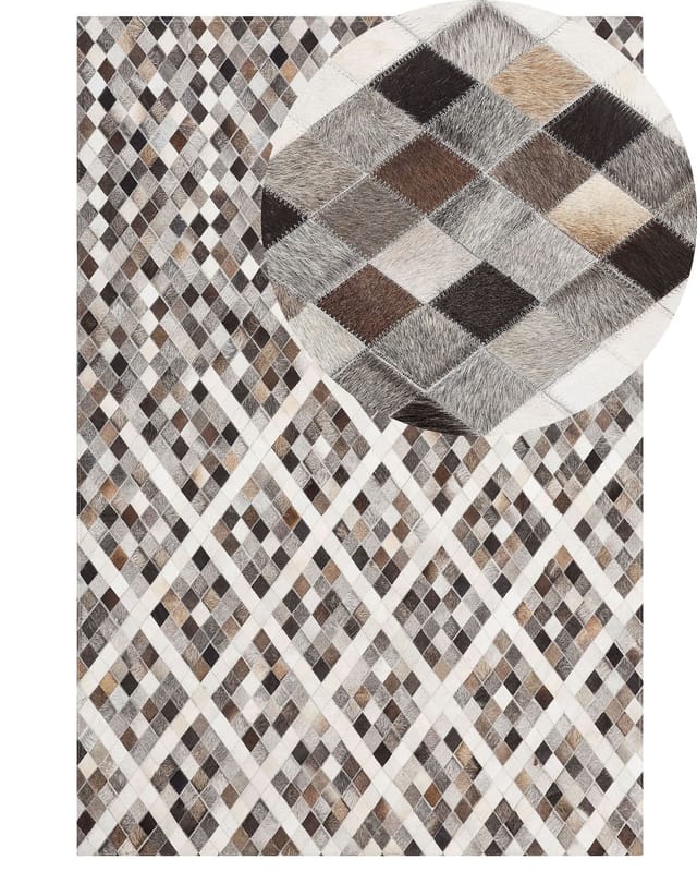 Teppich Akdere Grau 140 X 200 Cm Echtleder