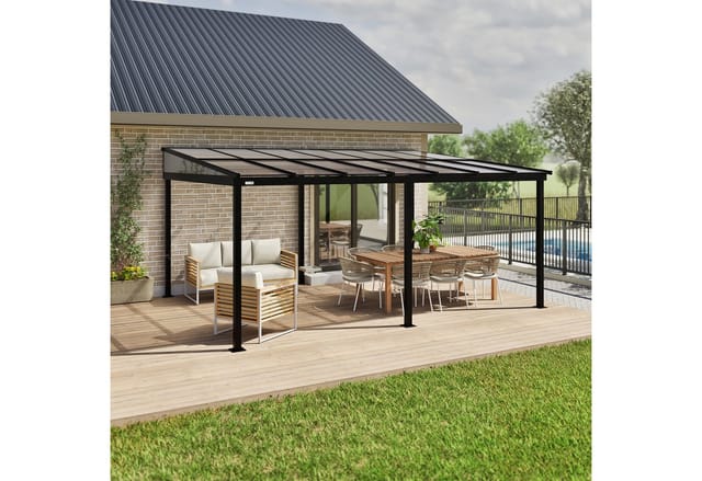 Terrassenüberdachung St. Barthelemy 12x16, Anthrazit, 362 X 483 X 240 Cm (l X B X H), Aluminium - Sojag