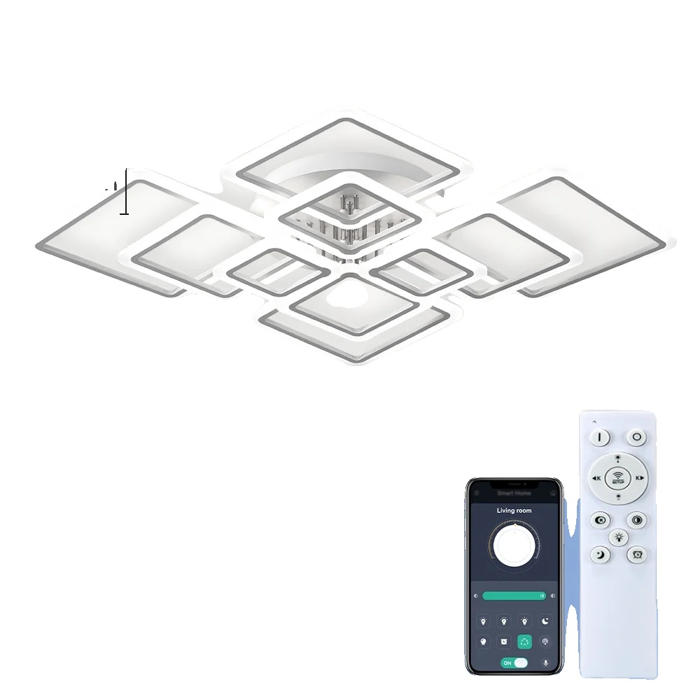 Deckenleuchte, Helligkeit Einstellbar, Modernes Design, 10 Leuchtenköpfe, App Mit Rc-dimmung