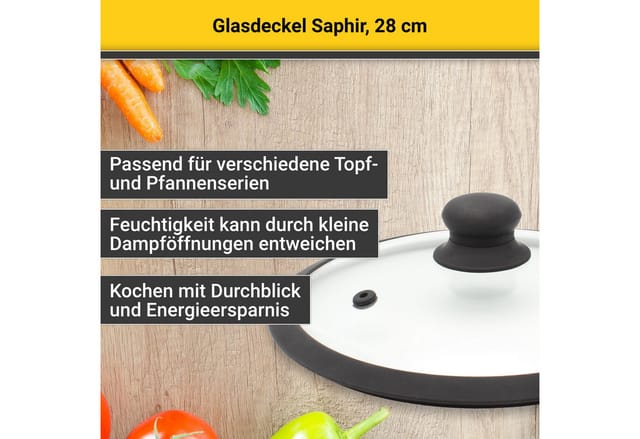 Glasdeckel Mit Silikonrand Und Abdampfloch Ø28cm