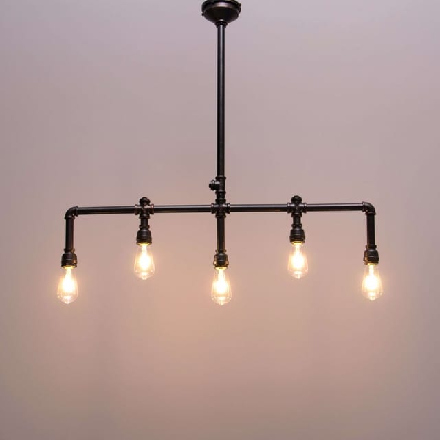 Kosilum - Hängeleuchte Modern Design 5 Leuchten Braun Metall - Luigi