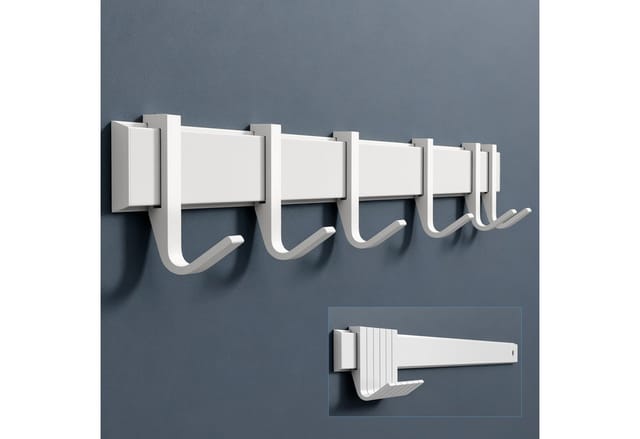 Doporro Garderobenhaken Aluminium, 6 Verschiebbare Wandhaken, Selbstklebend & Stabil, Kleiderhaken Wand Für Jacken Und Handtücher, Ideal Für Flur, Bad Oder Schlafzimmer,matt Weiß