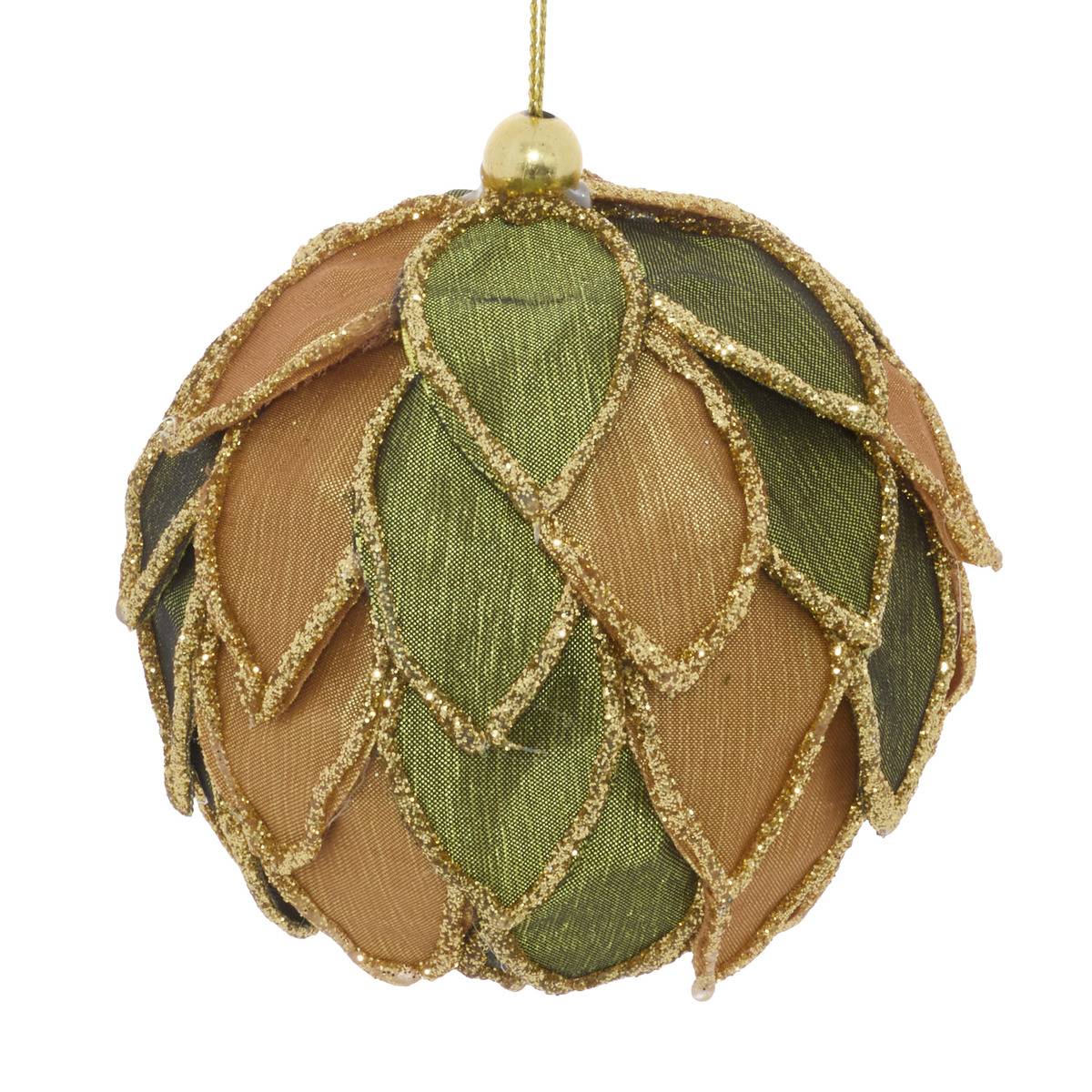 Tannenbaum-anhänger Mit Blütenblättern, Grün Und Gold, 8 Cm -