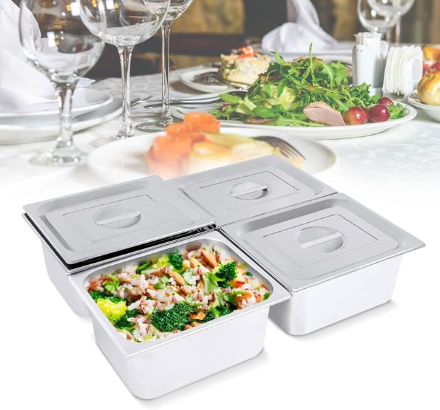 4 Edelstahl Essen Behälter, Große Kapazität Hotel Buffet Behälter, 32,5 26,5 15cm, 7l, Ofen Und Induktionsofen Verfügbar