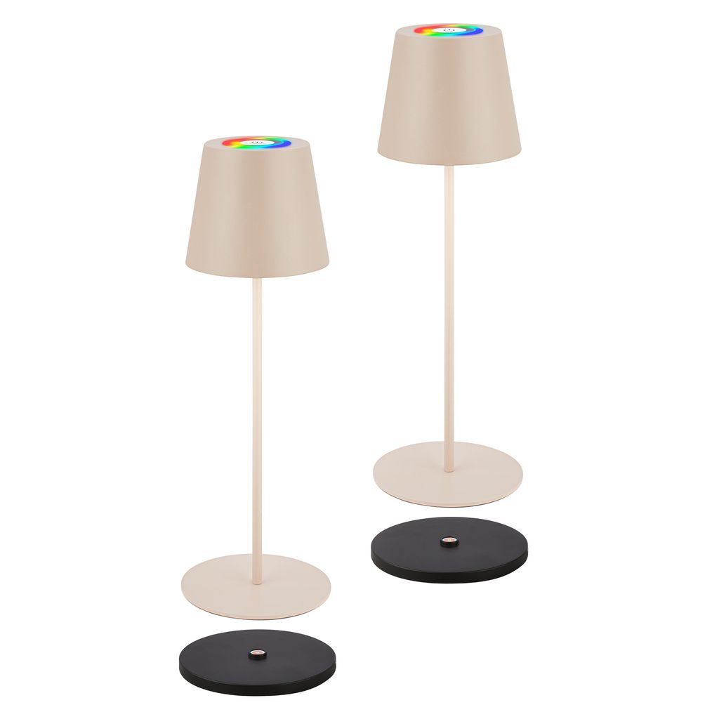 Rgbw Led Tischleuchte Kabellos Ip44 Akku Tischlampe Ladestation Dimmbar Touch