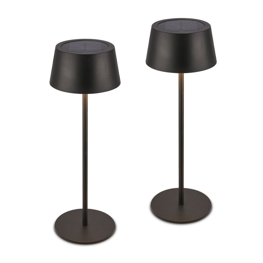 2er Set Solar Cct Led Tischleuchten In Schwarz: Die Akku Tischlampen Mit Je 2w Led Lichtquelle Bieten Drei Farbtemperaturen: Warmweiß 3.000k, Neutralweiß 4.000k Und Tageslichtweiß 6.500k. Stufenlose T