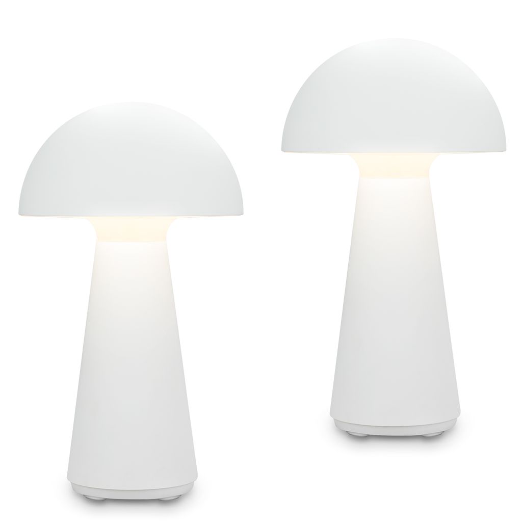 Led Akku-tischleuchte Tischlampe Für Innen Außen Garten Usb Ip44 Weiß Pilz