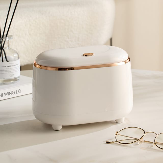 Tischmülleimer Mit Deckel, 2 L Mini-abs-tischmülleimer, Für Wohnzimmer, Esszimmer, Schlafzimmer, Badezimmer (weiß)