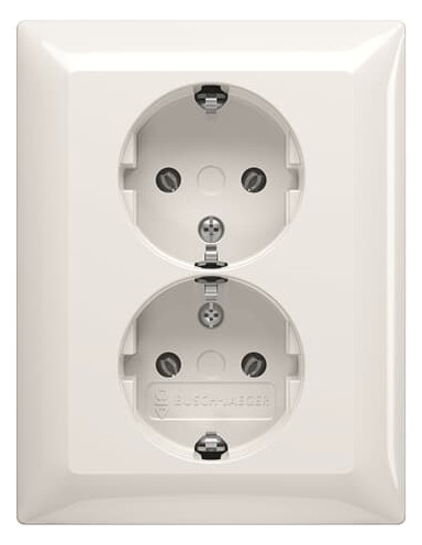 Busch-jaeger Schuko® Doppelsteckdose Komplettabdeckung Ohne Spreize Alpinweiß - Busch-balance® Si (202 Eujr-914), 2tka00003910