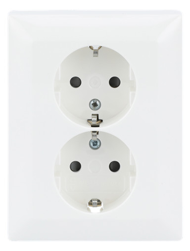 Busch-jaeger Schuko® Doppelsteckdose Komplettabdeckung Safety+ Ohne Spreize Alpinweiß - Busch-balance® Si (202 Eujrb-914), 2tka00003912